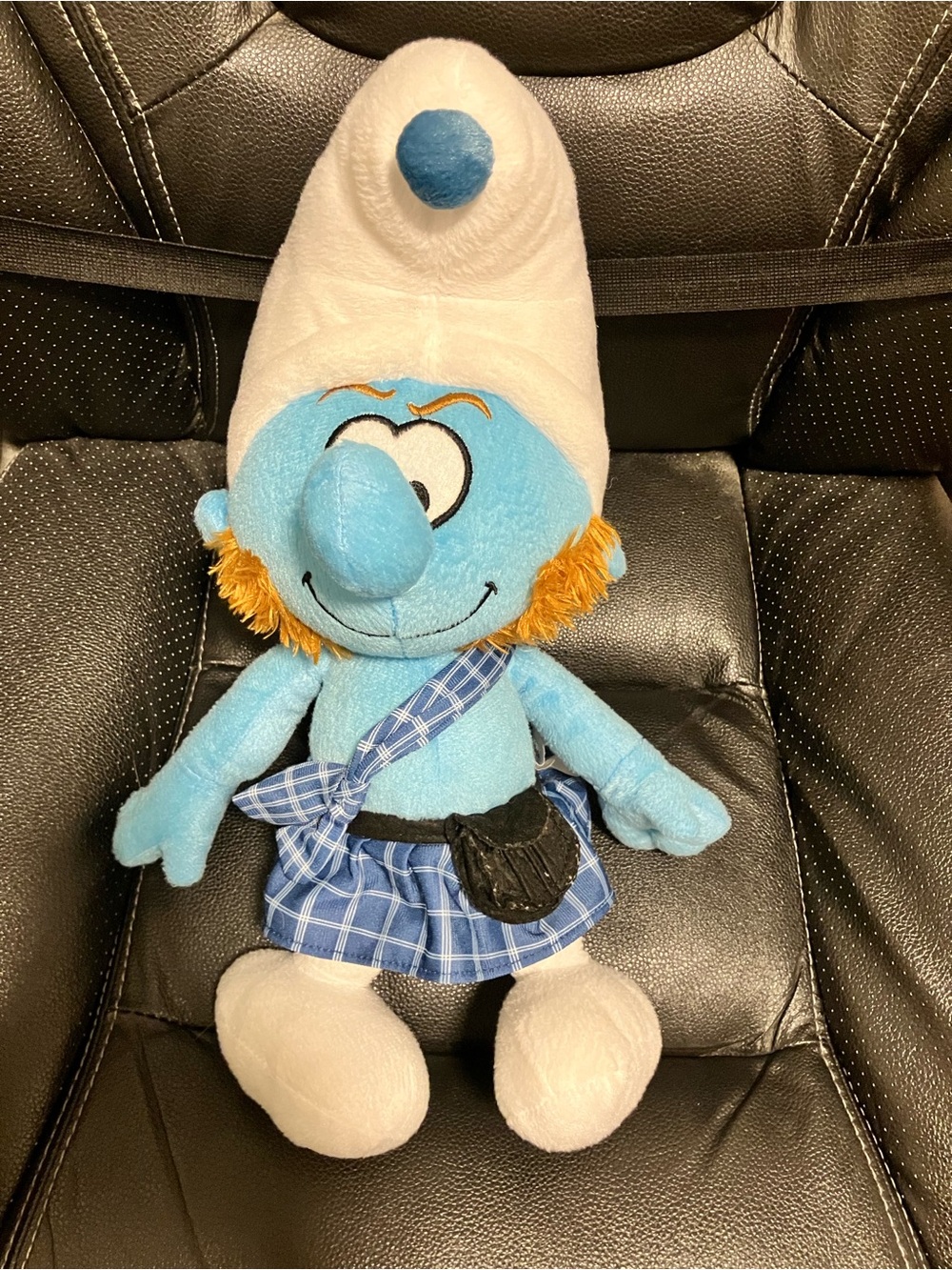 Gutsy the Scottish Smurf Plush with Blue Plaid Kilt and White Hat